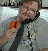 Milton and his beloved stapler