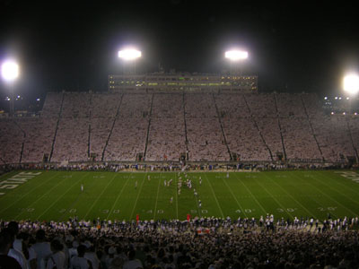 White-out at Beaver Stadium under the lights